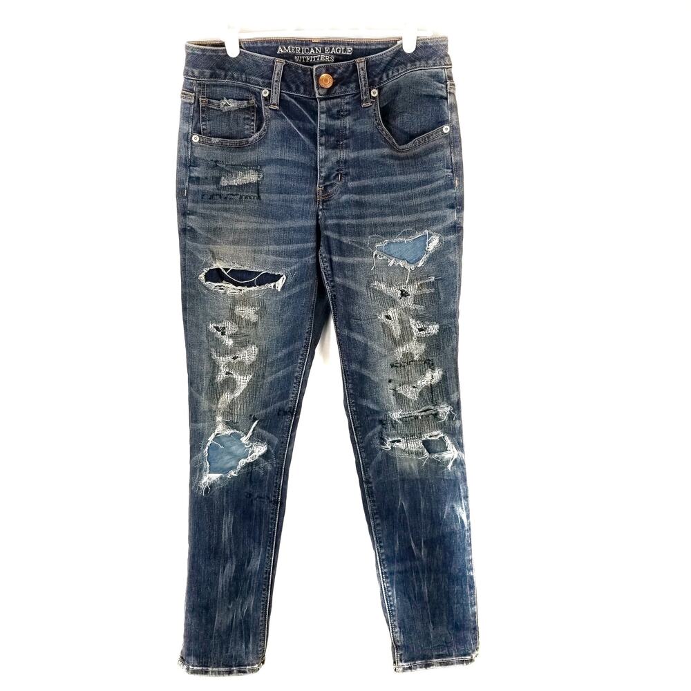 American Eagle Tomgirl Button Fly Distressed Jeans Size 4
